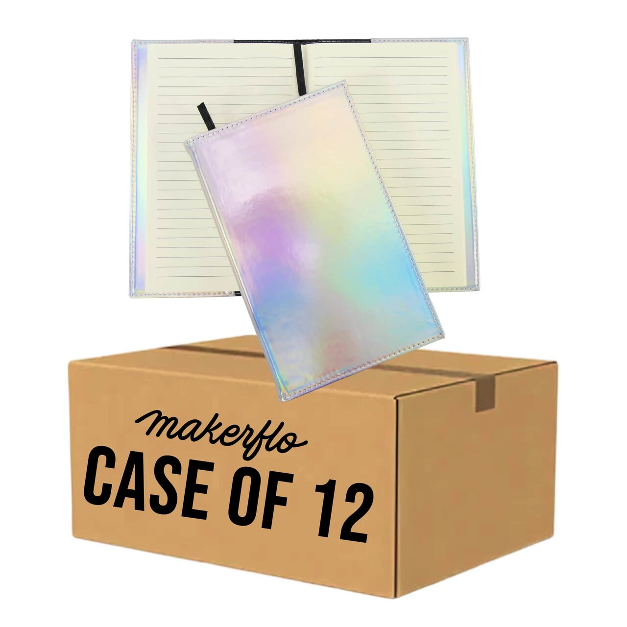 MakerFlo Laserette™ Journal Notebook – Pack of 12 Engravable and Refillable Vegan Leather Journal with Lined Pages and Gift Box, Wholesale & Bulk